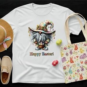 Easter Gnome Happy Easter Tee • Cute Spring Graphic T‑Shirt • Pastel Egg Hunt